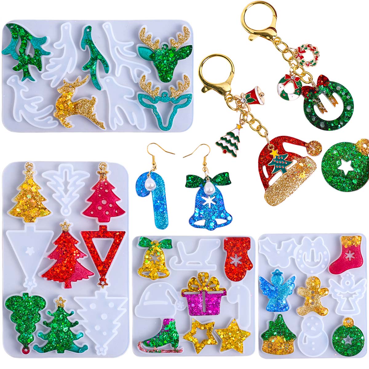 Resin Mold Jewelry - Brinco de natal pingente molde de