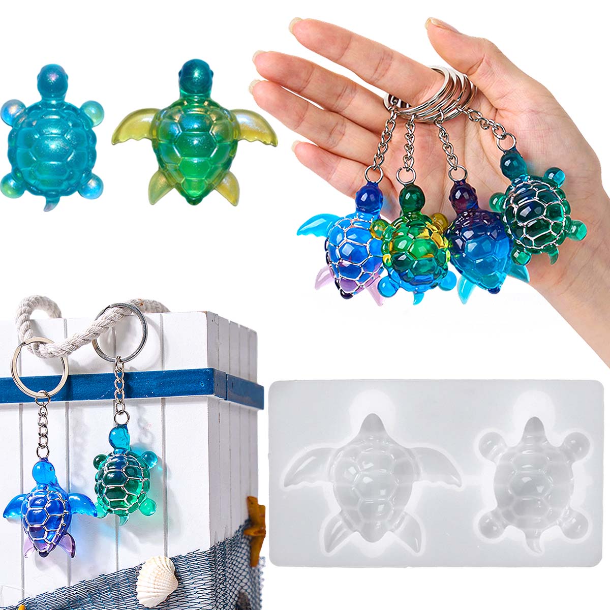Resin Mold Jewelry - 3d tartaruga do mar chaveiro molde